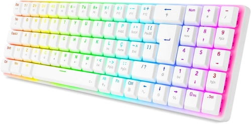 Teclado Mecânico Gamer Redragon Ashe, RGB, Switch Red, ABNT2, Branco, K626W