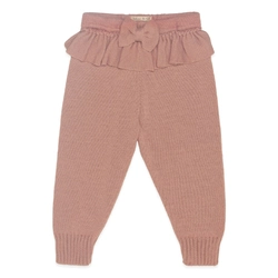 Calça com Laço e Babado Tricot Feminina - Rosa