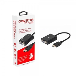 Adaptador Conversor 5+, HDMI Para Vga Chip Sce C/Cabo P2 - 075-0822