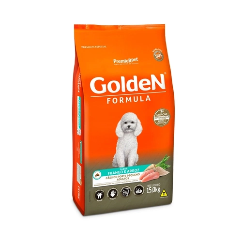 Ração Golden Fórmula para Cães Adultos Porte Pequeno Sabor Frango e Arroz 15kg