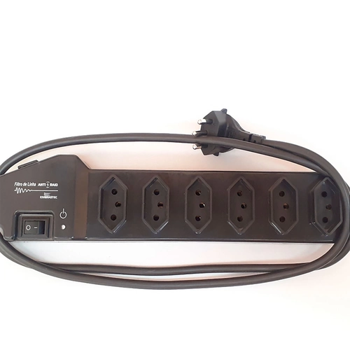 Filtro De Linha Embrastec, 6 Tomadas com DPS 7,5kA, Preto, cabo 1,8m