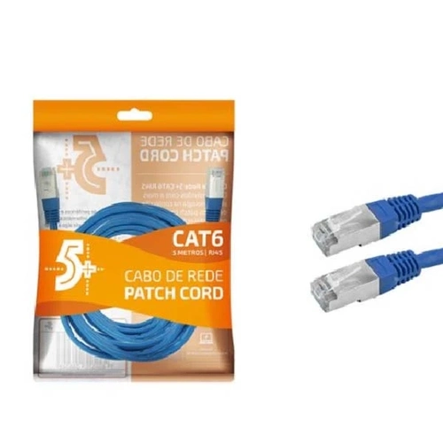 Cabo De Rede Patch Cord Cat6 Blindado 2m Azul