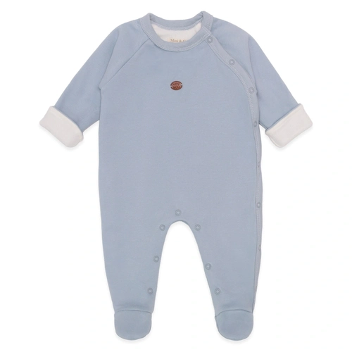 Macacão Manga Longa Fechamento em S Suedine e Microsoft - Azul