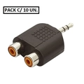 Adaptador P2 Macho P/ 2 Rca Femea (kit C/ 10) Mod. Le-5508 Preto