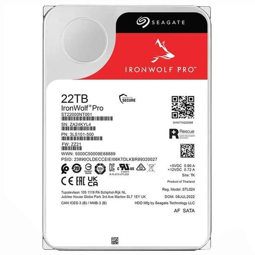 HD 22TB Seagate IronWolf Pro 512MB 7200RPM - ST22000NT001