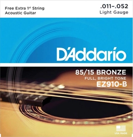 Encordoamento de Aço para Violão Ez910-b 6 Cordas Light .011-.052 - Corda Mi Extra