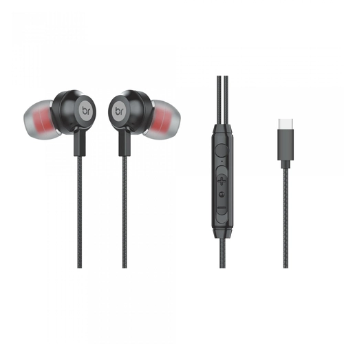 Fone de Ouvido Intra auricular Bright Ghost USB-C Com Microfone Preto Fn574