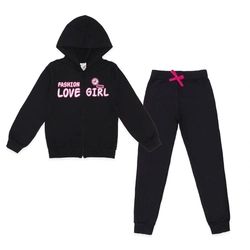 Conjunto Moletom Flanelado Jaqueta com Capuz Fashion Love Girl Taita - Feminino