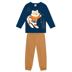Conjunto Camiseta Manga Longa e Calça Moletinho Marinho Brandili - Masculino