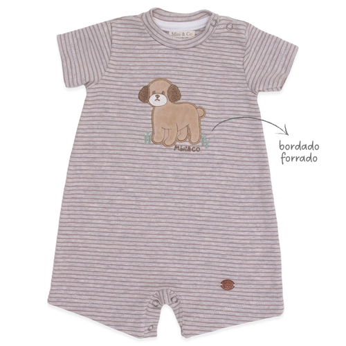 Macacão Manga Curta Bordado Masculino – Cachorrinho no Parque