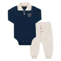 Conjunto Body Polo e Calça Suedine Marinho Tile Baby Tileesul - Masculino