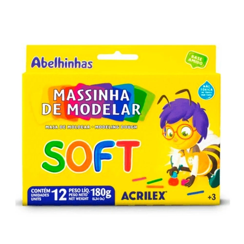 Massinha De Modelar Soft com 12 Unidades Acrilex