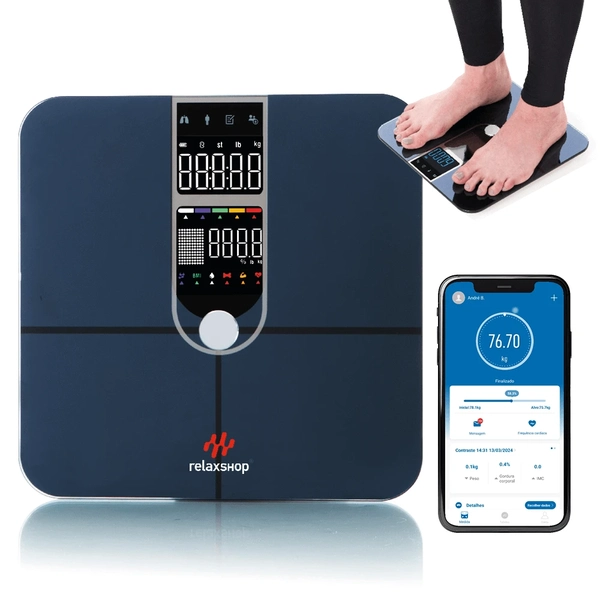 Balança Digital Bioimpendância Corporal Inteligente Bio Plus Preta
