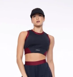 TOP MAZE DI PAULA – PRETO COM DETALHES EM MARSALA E BOJO REMOVÍVEL