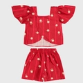 Conjunto Camiseta Manga Curta e Shorts Malwee Estampa De Margaridas Feminino - Vermelho