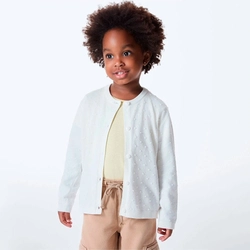 Cardigan em Tricot Ponto Diferenciado Off White Hering - Feminino