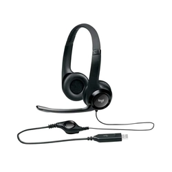 Headset Logitech H390 USB 2.0 em Couro com Controle de Volume - Pret