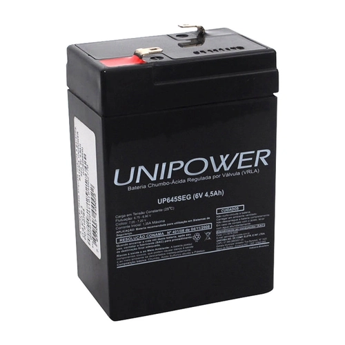 Bateria Unipower Up645seg 6v 4.5ah Para Seguranca/ Nobreak