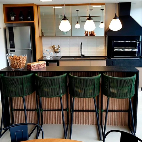 Banqueta  em Corda Náutica e Alumínio Epóxi Berlim (kit com 4)