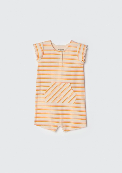 Macacão Manga Curta Listra Laranja Hering - Feminino