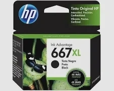 Cartucho Original HP 667XL Preto - 1200 / 2300 / 2700 / 6400