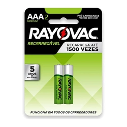 Pilha Recarregavel Rayovac Aaa Palito 600mah Com 2