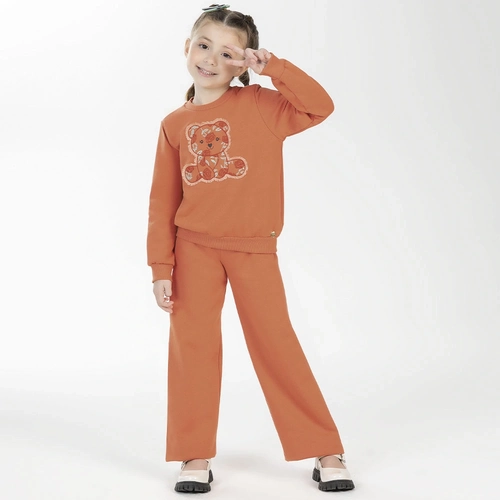 Conjunto Moletom Flanelado Bordado Urso Cativa - Feminino