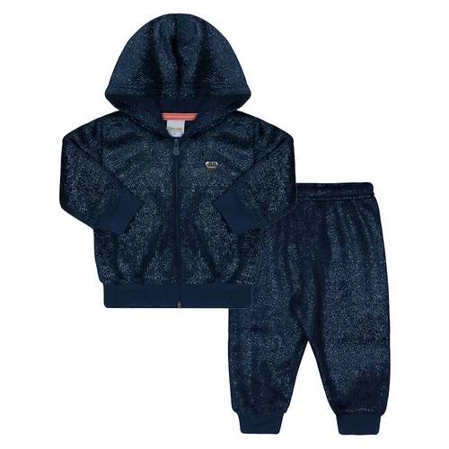 Conjunto Jaqueta e Calça Pelinho Marinho Tileesul - Feminino