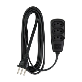 Extensão Sort Pp 3x0,75 3 Pinos 2p+t 10a Preto 5 Metros Dn1787