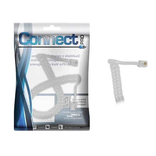 Cabo Telefone Espiral Branco - 1 Metro