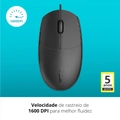 Mouse Rapoo N100 1600DPI Preto USB - RA017