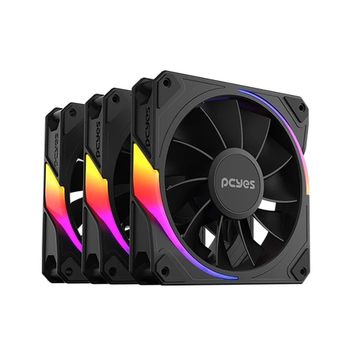 KIT COOLER FAN 3UN PCYES SANGUE FRIO 3 ARGB BLACK VULCAN REVERSE 120MM – K3ARGBSF3RVBR