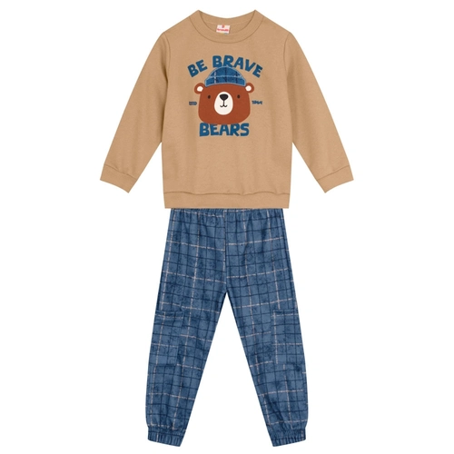Conjunto Moletom Blusão e Calça Jogger Be Brave Ursinho Brandili - Masculino