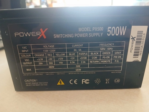 Fonte Atx 500w P/ Computador Preta Px500 - PowerX (U)