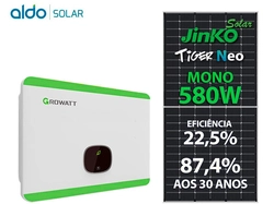 Gerador De Energia Solar Growatt Sem Estrutura Growatt Gf 23,2kwp Jinko Tiger Neo Mono 580w Mid 20kw 2mppt Trif 380v