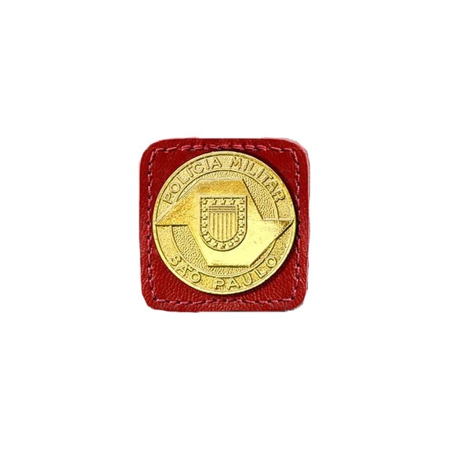Broche Laurea 2° Grau PM/SP Couro (Vermelho/Ouro)