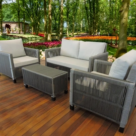 Jogo de Sofá Namoradeira Mesa Centro Corda Sintética Alumínio Epóxi Cuiabá