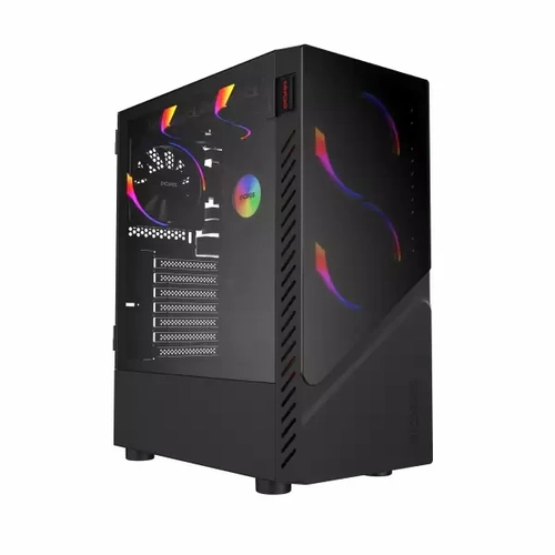Gabinete Gamer Set Black Vulcan - Lateral Em Vidro - Pcyes - Gsbvpbr