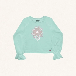 Blusinha Manga Longa Flor com Latejoulas Fakini - Feminino