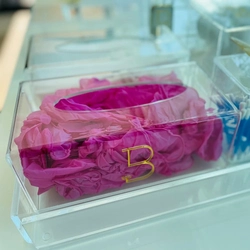 Caixa Luvas/Papel/máscara Cristal - Logo alto relevo inicial ou desenho