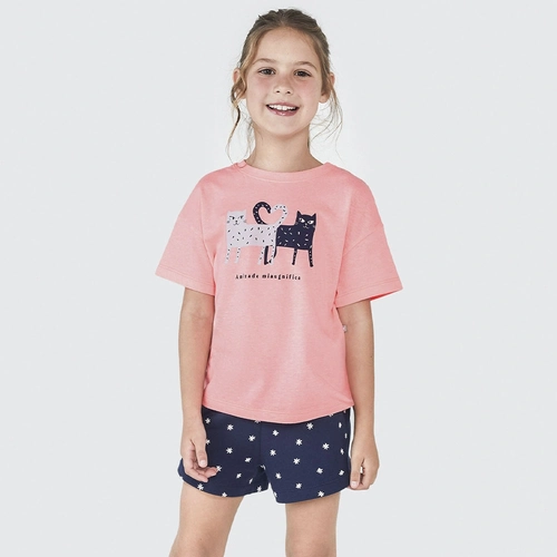 Conjunto Camiseta e Shorts Gatinhos Hering - Feminino