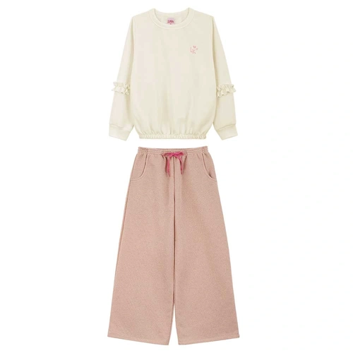 Conjunto Blusão e Calça Wide Leg Moletom Lik Kids - Feminino