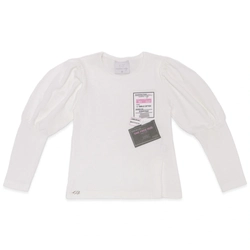 Blusinha Manga Longa Textura com Aplique Menina Anjo - Feminina