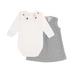 Conjunto Body Manga Longa e Vestido Suedine Feminino - Fazendinha