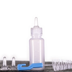 Kit Mamadeira P Azul para Animais de Estimação com 3 bicos e Limpador