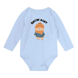 Body Manga Longa Snow Baby Azul Brandili - Masculino