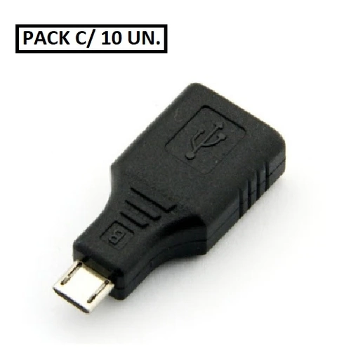 Adaptador V8 Macho P/ Usb Femea (pack C/ 10 Un.) Mod. Le-04 Preto