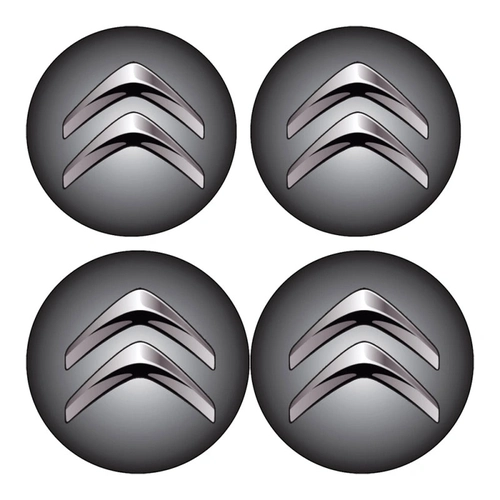Jogo Bottom/ Emblema Para Calota Citroen 51mm Degrade 4 Pecas Resinado