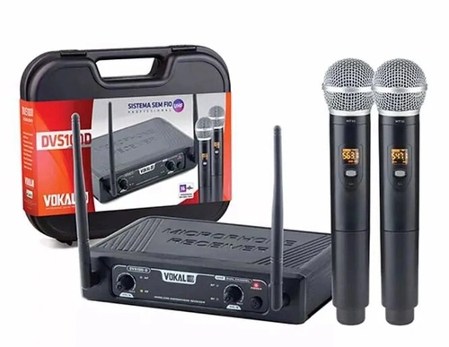 Microfone Sem Fio de Mao Duplo Uhf Dvs100dm Vokal