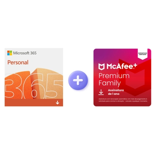 Microsoft 365 Personal Esd + Plus Family Mcafee + Família Dispositivos Ilimitados 1 Ano Esd - Mpp31bnrurpfd